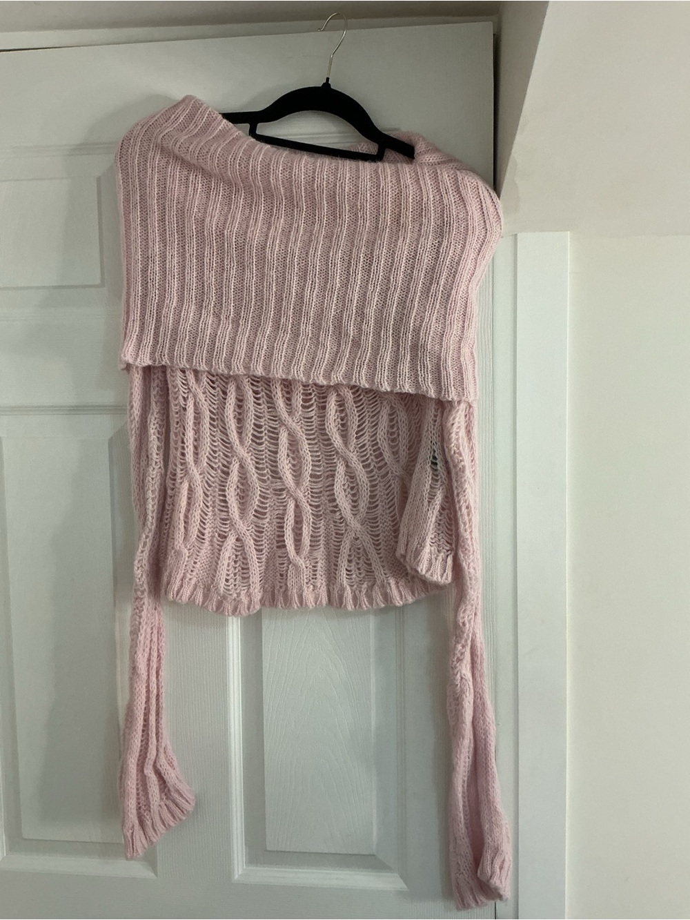 Soft Pink Knit Off-the-Shoulder Women's Sweater